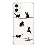 Evetane Coque iPhone 12 mini anti-choc souple angles renforcés transparente Motif Chat Lignes