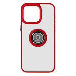 Avizar Coque pour iPhone 15 Pro Bi-matière Bague Métallique Support Vidéo  Rouge