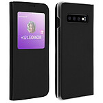 Avizar Housse Fenêtre Galaxy S10 Plus Étui Clapet Coque Polycarbonate Rigide - noir