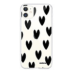 Evetane Coque iPhone 11 360 intégrale transparente Motif Coeurs Noirs Tendance