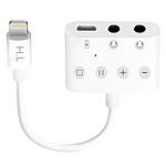 Avizar Adaptateur Audio/Charge Lightning vers Lightning et Double Jack 3.5mm 12cm Blanc