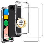 Evetane Coque Google Pixel 4 Antichoc coins renforcés Silicone + 2 Vitres en verre trempé Protection écran