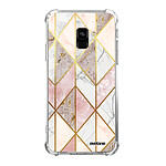 Evetane Coque Samsung Galaxy A8 2018 anti-choc souple angles renforcés transparente Motif Marbre Rose Losange