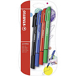 STABILO Blister x 4 stylos-feutres STABILO pointMax - noir + bleu + rouge + vert