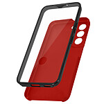 Avizar Coque pour Samsung Galaxy S22 Intégrale Arrière Rigide Transparent et Avant Souple  rouge