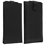 Avizar Etui Slim Smartphones Taille XXL - Etui Portefeuille Cuir Noir modèle Qialino