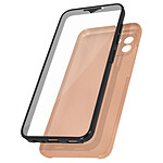 Avizar Coque pour Samsung Galaxy A03 Intégrale Arrière Rigide Transparent et Avant Souple  rose champagne