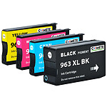 COMETE - 963 XL - 4 cartouches compatibles avec HP 963 XL - Noir et Couleur - Marque française