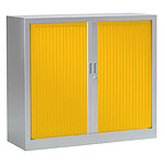 VINCO Armoire Monobloc FUN H100xL120xP43 cm 2 Tablettes Alu Rideaux Jaune