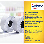 AVERY Boîte 10 Rouleaux de 1200 Etiquettes 26x16mm 2 lignes (10+ 8 caractères) Permanent Blanc