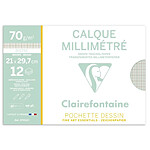 CLAIREFONTAINE Pochette de 12 calques millimétré A4, 70/75g