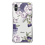 LaCoqueFrançaise Coque iPhone X/Xs anti-choc souple angles renforcés transparente Motif Pivoines Violettes