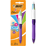 BIC Stylo 4 Colours GRIP FASHION Pointe Moyenne Encre Fantaisie