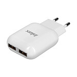 Inkax Chargeur secteur 2x ports USB 2.1A + 1.0A Recharge Rapide  Blanc