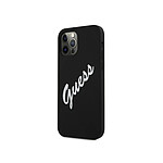 Guess Coque pour Apple iPhone 12 / 12 Pro Collection Silicone Vintage en TPU Noir