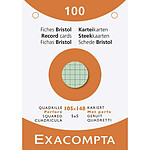 EXACOMPTA Etui Paquet de 100 Fiches bristol 5x5 perf. 105x148 Assorties