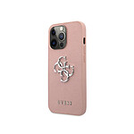 Guess Coque pour Apple iPhone 13 Pro PU Saffiano 4G Rose