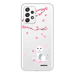 Evetane Coque Samsung Galaxy A72 360 intégrale transparente Motif Chat et Fleurs Tendance