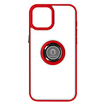 Avizar Coque pour iPhone 15 Bi-matière Bague Métallique Support Vidéo  Rouge