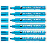 EDDING Marqueur Permanent 2200C Corps Alu Pointe Biseau Bleu clair 1-5 mm x 6