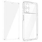 Avizar Coque pour Xiaomi Poco M5 Silicone Souple et Film Verre Trempé 9H  transparent