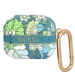 Guess Coque pour AirPods 3 avec Mousqueton Design Floral Délicat Multicolore