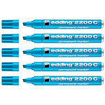 EDDING Marqueur Permanent 2200C Corps Alu Pointe Biseau Bleu clair 1-5 mm x 5