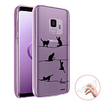 Evetane Coque Samsung Galaxy S9 Plus 360 intégrale transparente Motif Chat Lignes Tendance