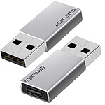 4smarts Lot de 2 Adaptateurs USB vers USB C Charge et Transfert 5GB/s  Argent