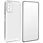 Avizar Coque Realme GT Silicone Souple Film Verre Trempé 9H Transparent Noir