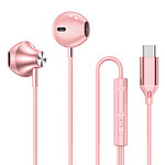 Bolaris Écouteurs Semi Intra-Auriculaires USB-C avec Télécommande Modèle Jupiter Rose