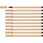 STABILO Stylo Feutre de Dessin Pen 68 Pointe 1mm Rose nude x 10