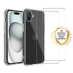 Evetane Coque iPhone 16 Plus Antichoc Silicone + 2 Vitres en verre trempe Protection ecran