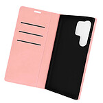 Avizar Housse pour Samsung Galaxy S23 Ultra Porte-carte Fonction Support Vidéo Clapet Magnétique  Rose