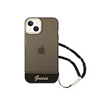 Guess Coque pour Apple iPhone 14 Colors avec lanière perlée Noir