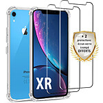 Evetane Coque iPhone XR Antichoc Silicone + 2 Vitres en verre trempé Protection écran