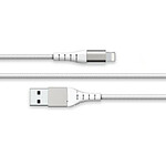 Force Power Câble Renforcé USB A/Lightning 2m - 2.4A Blanc Blanc