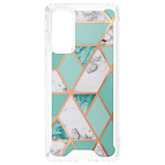 Avizar Coque Marbre Samsung Galaxy S20 FE Hybride Coins Renforcés turquoise et blanc