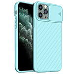 Avizar Coque iPhone 11 Pro Max Protection Finition striée Cache caméra coulissant bleu