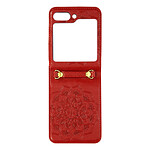 Avizar Coque pour Samsung Galaxy Z Flip 5 Motif fleur  Collection Mandala Blossom Rouge