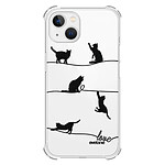 Evetane Coque iPhone 13 Mini anti-choc souple angles renforcés transparente Motif Chat Lignes