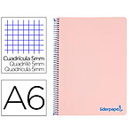 LIDERPAPEL Cahier spirale a6 micro wonder 240 pages 90g 5x5mm 4 bandes couleurs rose