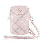 Guess Pochette Universelle pour Téléphone Matelassée avec Bandoulière et Logo 4G Rose