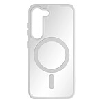 Avizar Coque MagSafe pour Samsung Galaxy S23 Dos Rigide Contour Silicone Mat  Blanc