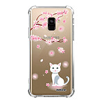 Evetane Coque Samsung Galaxy A8 2018 anti-choc souple angles renforcés transparente Motif Chat et Fleurs