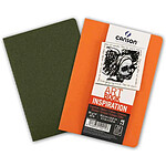 CANSON Jeu de 2 carnets esquisse Art Book Inspiration A4 Orange Vert foncé