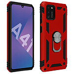 Avizar Coque Samsung Galaxy A41 Antichoc bi-matières Bague Support Vidéo rouge