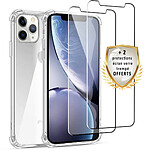 Evetane Coque iPhone 11 Pro Max Antichoc Silicone + 2 Vitres en verre trempé Protection écran