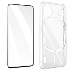 Avizar Coque pour Nothing Phone 1 Silicone Souple et Film Verre Trempé 9H  transparent contour noir