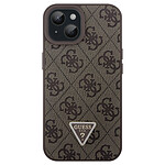 Guess Coque pour iPhone 15 Élégant Imprimé 4G Caméra Surélevée Marron Foncé